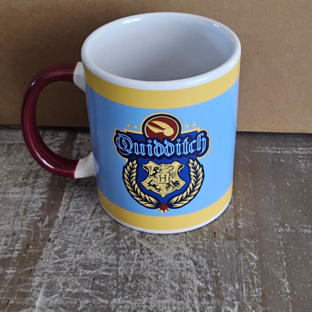 Wizarding World Of Harry Potter Quidditch Mug Blue Yellow Hogwarts Crest